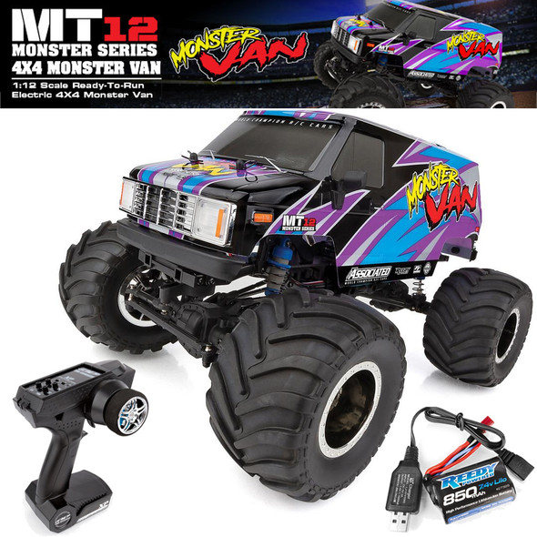 Associated 40008C 1/12 MT12 Monster Van 4X4 RTR LiPo Combo