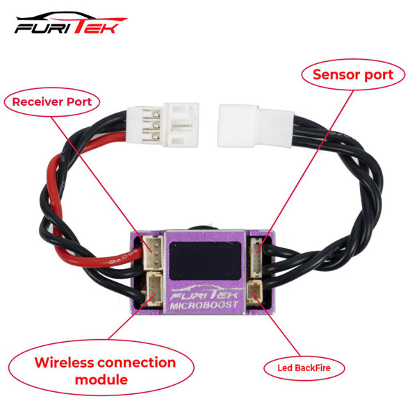 Furitek Microboost 2S Lipo 25A/50A Brushless ESC w/Display LCD for 1/24 1/28 Black