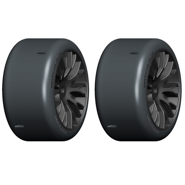 GRP GWX05-XM1 1:5 TC – W05 SLICK – XM1 Soft Tires Mounted on Black Rim (2)