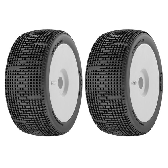 GRP GMX10-N35 1:8 BU PIXEL N35 Soft Tires w/New White Wheel / Foam Insert (2)