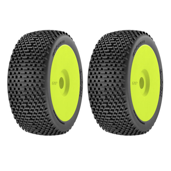 GRP GMY20-N25 1:8 BU BLOCK N25 SuperSoft Tires w/New Yellow Wheel / Foam Insert (2)