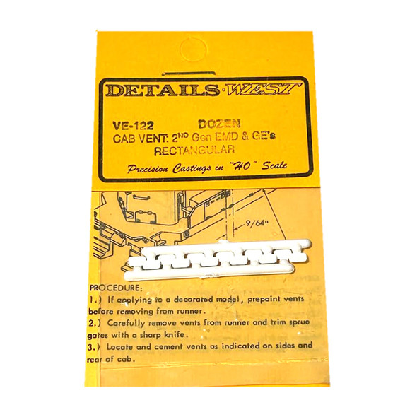 Details West VE-122 Cab & Body Vents (12) - Square HO Scale