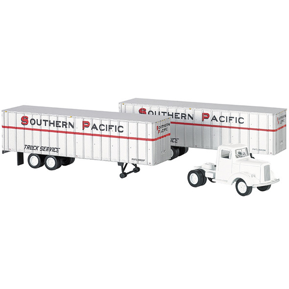 Bachmann 42231 Southern Pacific White Truck Cab & 2 Piggyback Trailers HO Scale