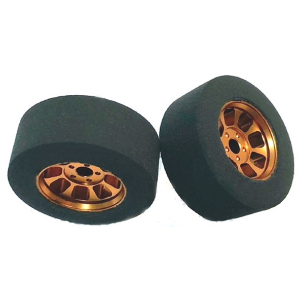 H&R Racing HR1131 Nascar Front Gold Narrow Wheel w/ Foam Tire (2) 1:24 Slot Car