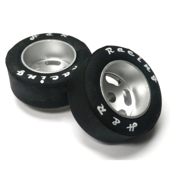 H&R Racing HR1301 27 x 12mm Rubber Tire w/ Wheel 1/8 Axle (2) 1:24 Slot Car