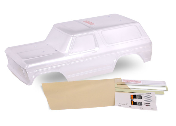 Traxxas 8010P Complete Clear Body w/Grille/Decals/Window Masks for Ford Bronco 1979