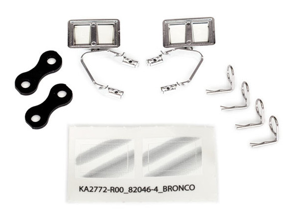 Traxxas 8073X Left & Right Mirrors Side Chrome Retainers (2) Body Clips (4) : TRX-4 Ford Bronco
