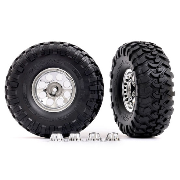 Traxxas 8184 Canyon Trail 5.3x2.2" Tires w/ 2.2" Classic Chrome Wheels (2) for TRX-4