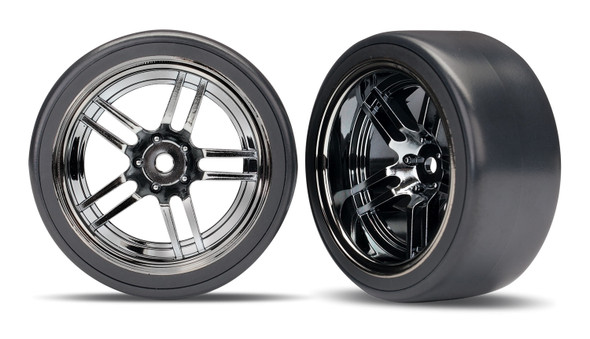 Traxxas 8378 Front & Rear 1.9" Tires/Wheels Black/Chrome : 4-Tec 2.0 AWD Chassis
