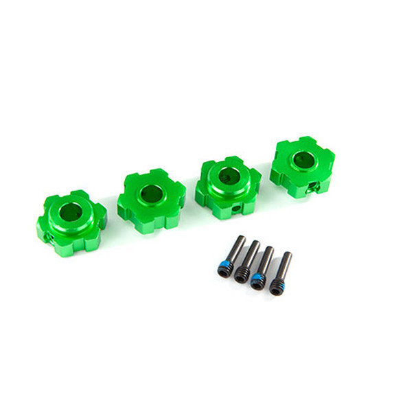 Traxxas 8956G Alum Wheel Hubs Hex (4) Green / 4X13mm Screw Pins (4) : Maxx