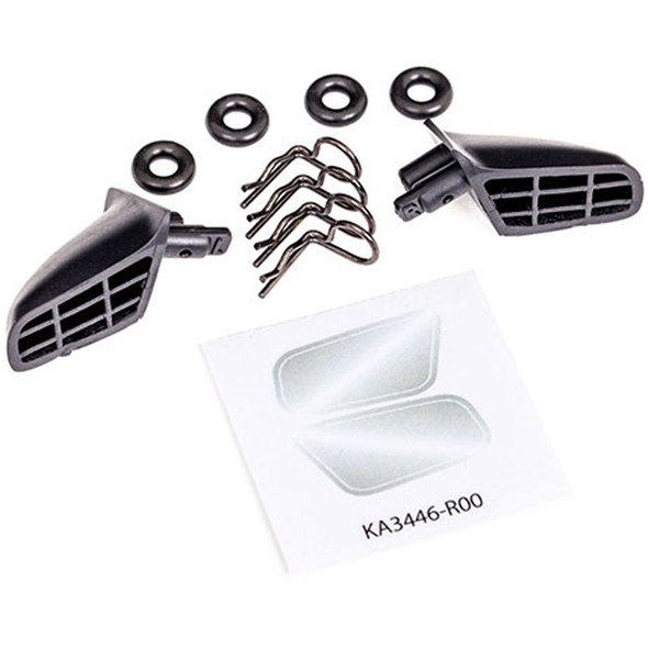 Traxxas 9422 Mirrors Side Black Left & Right / O-rings (4) Body Clips (4) : Drag Slash