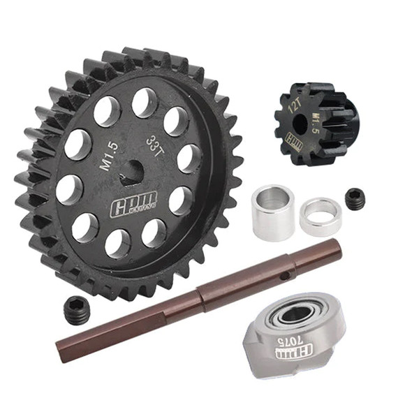 GPM 40Cr Carbon Steel M1.5 Spur Gear 33T + Motor Gear 12T for 1:5 Traxxas X Maxx