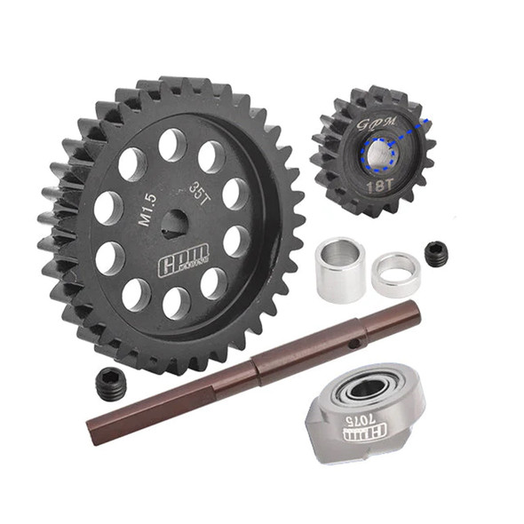 GPM 40Cr Carbon Steel M1.5 Spur Gear 35T + Motor Gear 18T for 1:5 Traxxas X Maxx