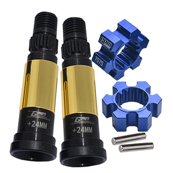 GPM F/R Harden Steel #45 CVD Joint (+24mm) Alum Wheel Hex Hubs Blue for X-Maxx