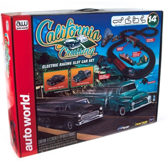 Auto World SRS331 14' California Cruising The Pacific Coast Highway HO Slot Race Set