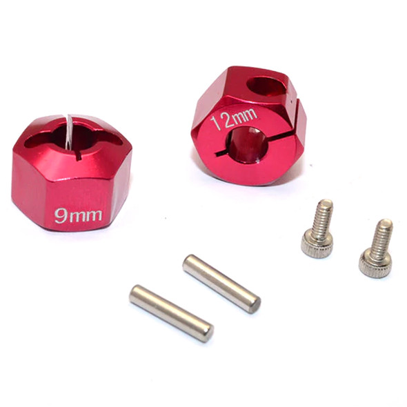 GPM Racing Aluminum Hex Adapter 12X9mm Red : Tamiya TT-02B