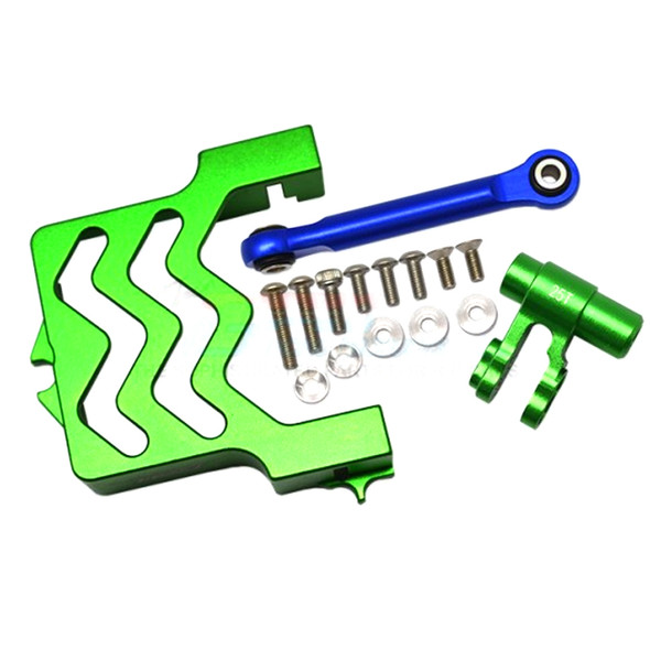 GPM Aluminum Servo Mount +Aluminum Tie Rod +25T Alum Servo Horn Green : X-Maxx