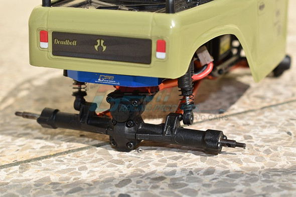 GPM Racing Aluminium Rear Bumper + Rear Bodyshell Mount Black : SCX24 Deadbolt