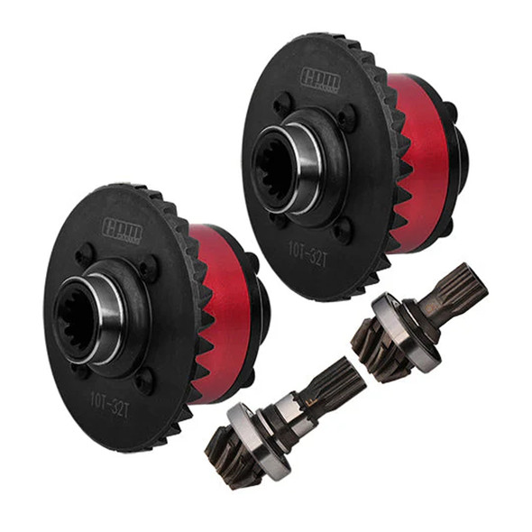 GPM Medium Carbon Steel + Alum Alloy Front & Rear Differential Red for X-Maxx