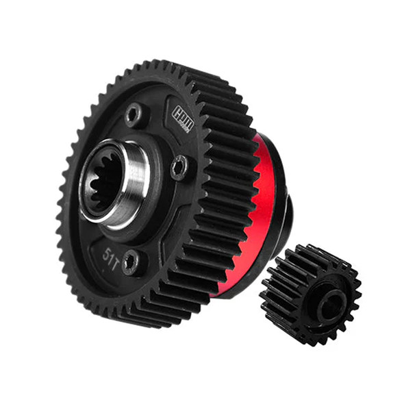 GPM 4140 Medium Carbon Steel + 7075 Alum Alloy Center Differential Red for X-Maxx