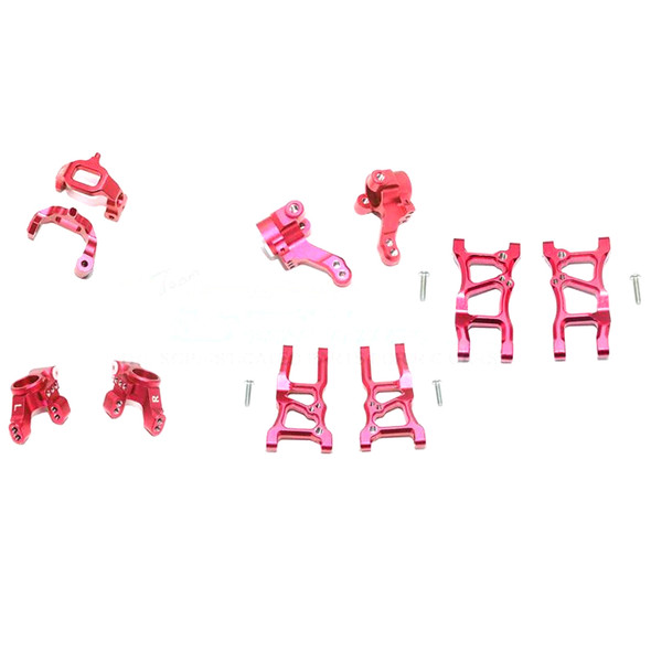 GPM Alum F/R Lower Arms / F/R Knuckle Arms/Front C Hubs Red for Ford GT 4-Tec 2.0