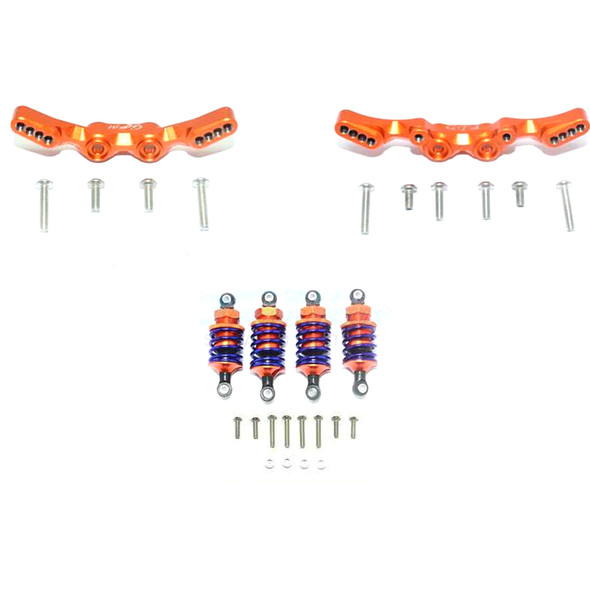 GPM Alum F/R Shock Towers + Fr 53mm + Rr 50mm Oil Filled Shock Orange for 4-Tec 2.0/3.0