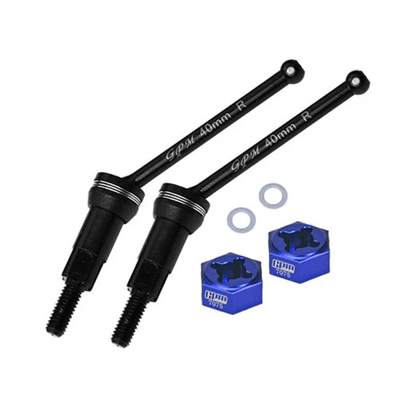 GPM Medium Carbon Steel Rear CVD Drive Shafts (40mm) w/Wheel Hex Blue for Mojave Grom