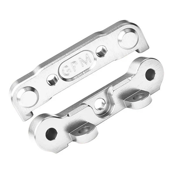 GPM Aluminum 7075 Alloy Front Hinge Pin Brace Set Silver for Tekno MT410 2.0