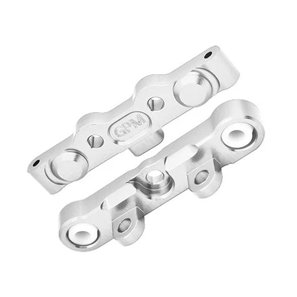 GPM Aluminum 7075 Alloy Rear Hinge Pin Brace Set Silver for Tekno MT410 2.0