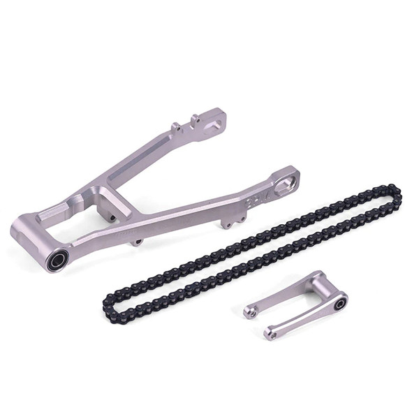 GPM Alum 7075 Extend Swing Arm (+30mm) + Pull Rod + Chain Silver for 1/4 Promoto-MX