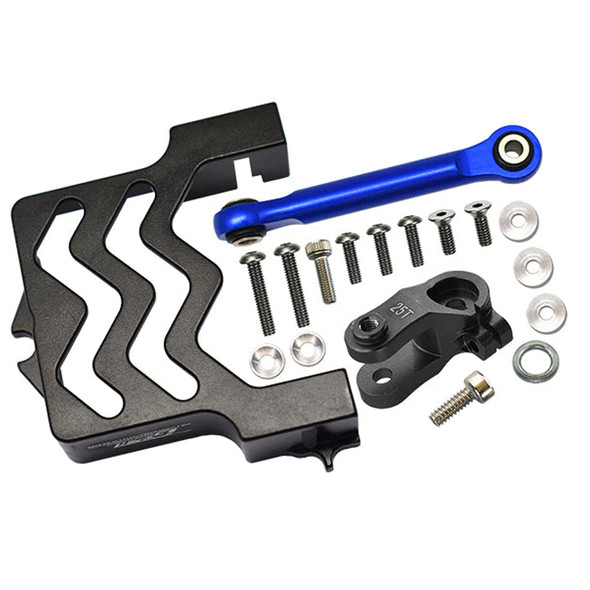 GPM Aluminum Servo Mount + Tie Rod + 25T Servo Horn Black for Traxxas 1/10 Maxx