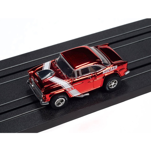 Auto World Xtraction 1955 Chevrolet Bel Air (Red) HO Scale Slot Car