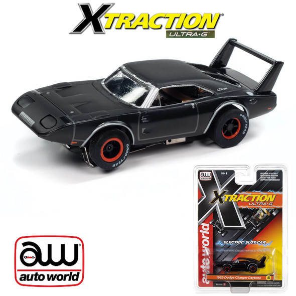 Auto World Xtraction 1969 Dodge Daytona (Dark Grey) HO Scale Slot Car