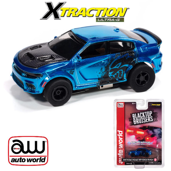 Auto World Xtraction 2021 Dodge Charger SRT Hellcat Redeye (Blue) HO Slot Car