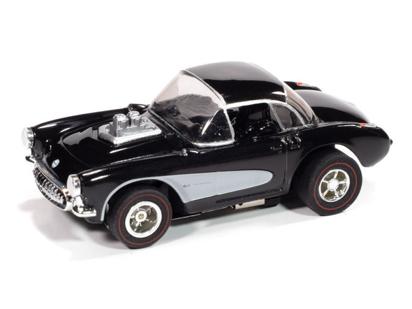Auto World Xtraction 1957 Chevy Corvette Convertible (Black & White) HO Slot Car