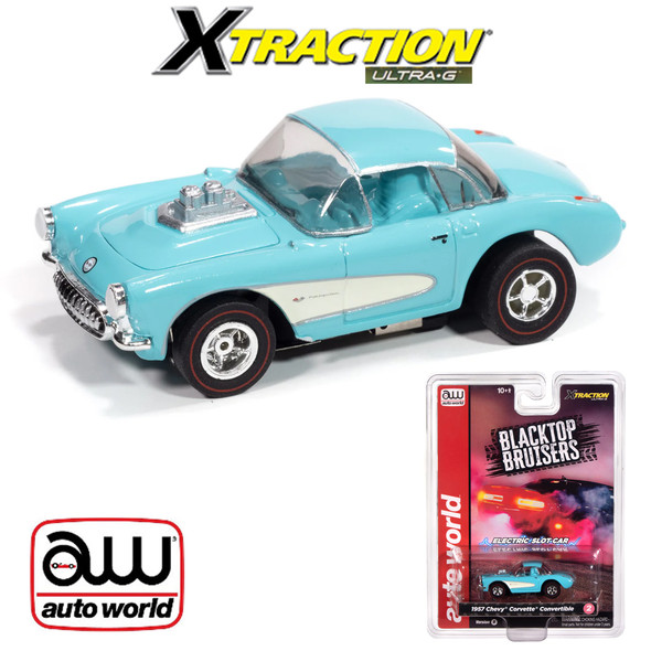 Auto World Xtraction 1957 Chevy Corvette Convertible (Turquoise) HO Scale Slot Car