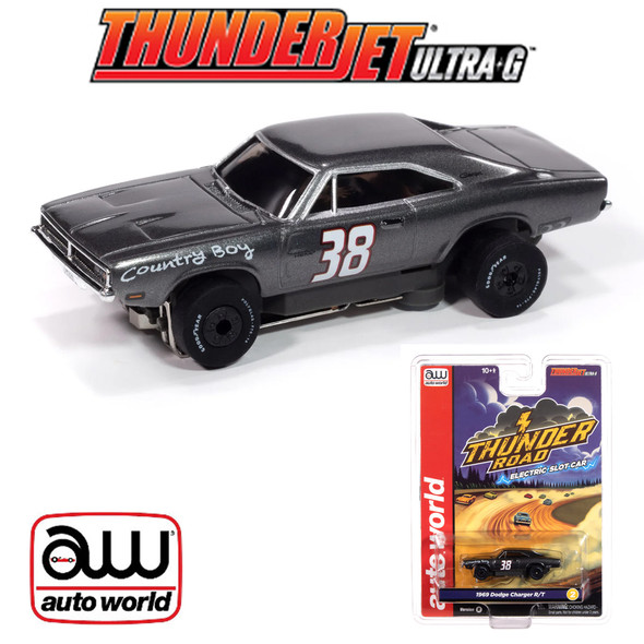Auto World Thunderjet 1969 Dodge Charger (Charcoal) HO Scale Slot Car