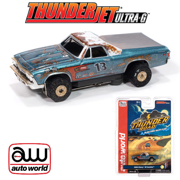 Auto World Thunderjet 1969 Chevy El Camino (Teal & White) HO Scale Slot Car