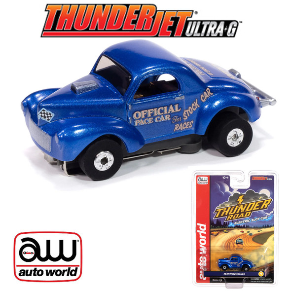 Auto World Thunderjet 1941 Willys Coupe (Blue) HO Scale Slot Car
