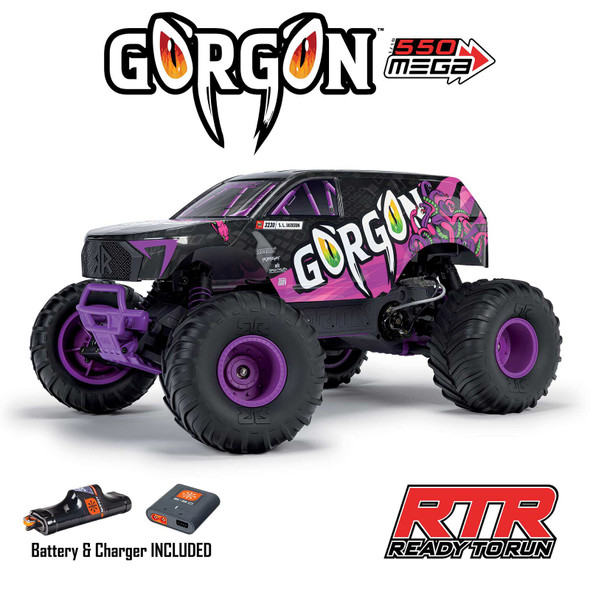 ARRMA ARA3230ST4 1/10 GORGON 4X2 MEGA 550 Brushed Monster Truck RTR w/ Battery & Charger Purple