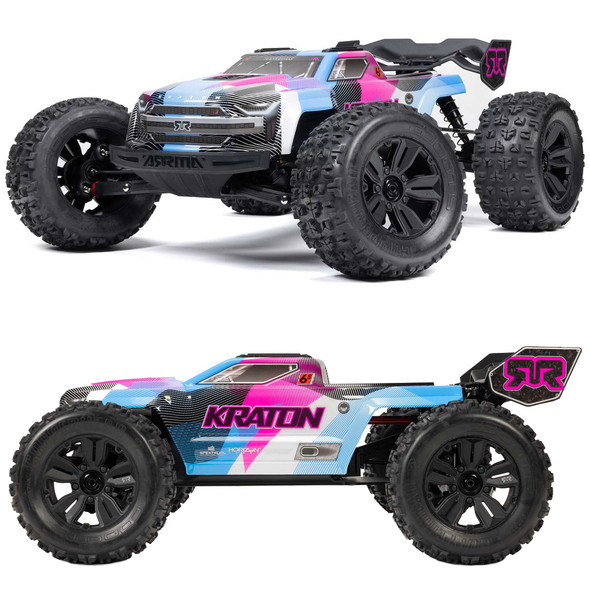 ARRMA ARA8608V6T2 1/8 KRATON 6S 4X4 RTR Brushless Speed Truck, Blue/Pink