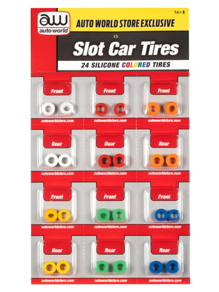 Auto World SCM162 Colored Silicone Replacement Tires Super III (24 Tires) HO Scale