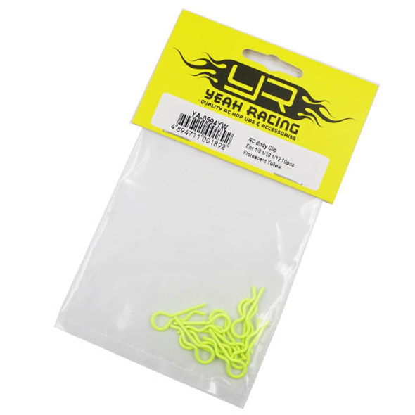 Yeah Racing YA-0594YW RC Body Clip : 1/8 1/10 1/12 10pcs Florescent Yellow