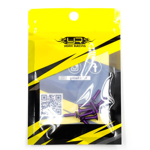 Yeah Racing AHF-310PP Alum 7075 3x10mm Hex Socket Flat Head Screws (10) Purple