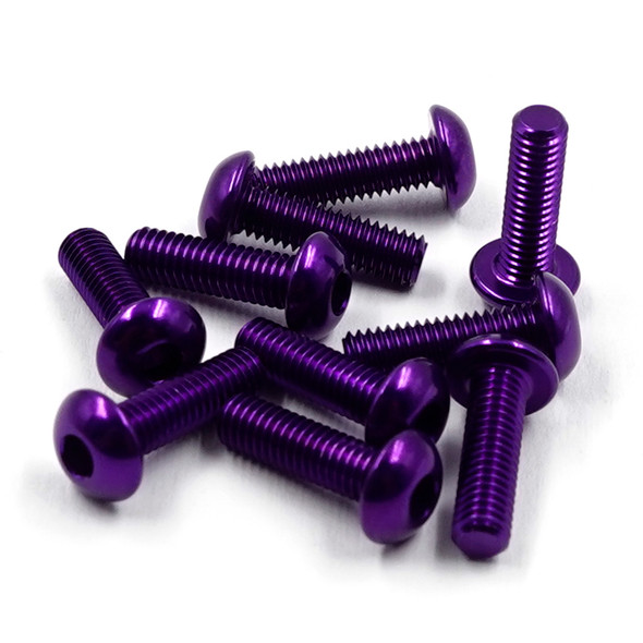 Yeah Racing Aluminum 7075 3x10mm Hex Socket Button Head Screws (10pcs) Purple