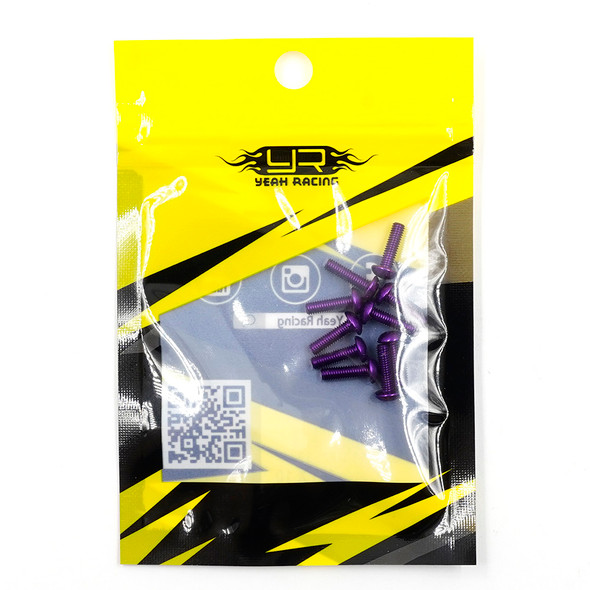 Yeah Racing Aluminum 7075 3x10mm Hex Socket Button Head Screws (10pcs) Purple