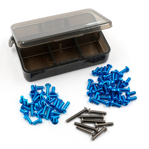 Yeah Racing TSAS-0043BU 7075 Aluminum & Titanium Screw Assorted Set w/Box for Tamiya M07 M07R