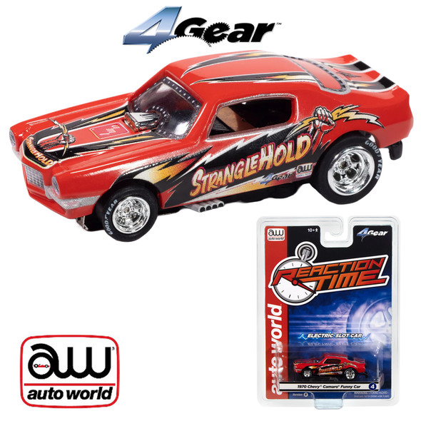 Auto World 4Gear 1970 Chevy Camaro Stranglehold FC Red HO Scale Slot Car
