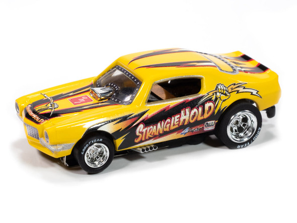 Auto World 4Gear 1970 Chevy Camaro Stranglehold FC Yellow HO Scale Slot Car