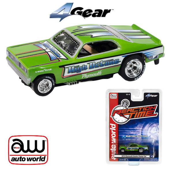 Auto World 4Gear 1972 Plymouth Duster High Octane FC Green HO Scale Slot Car